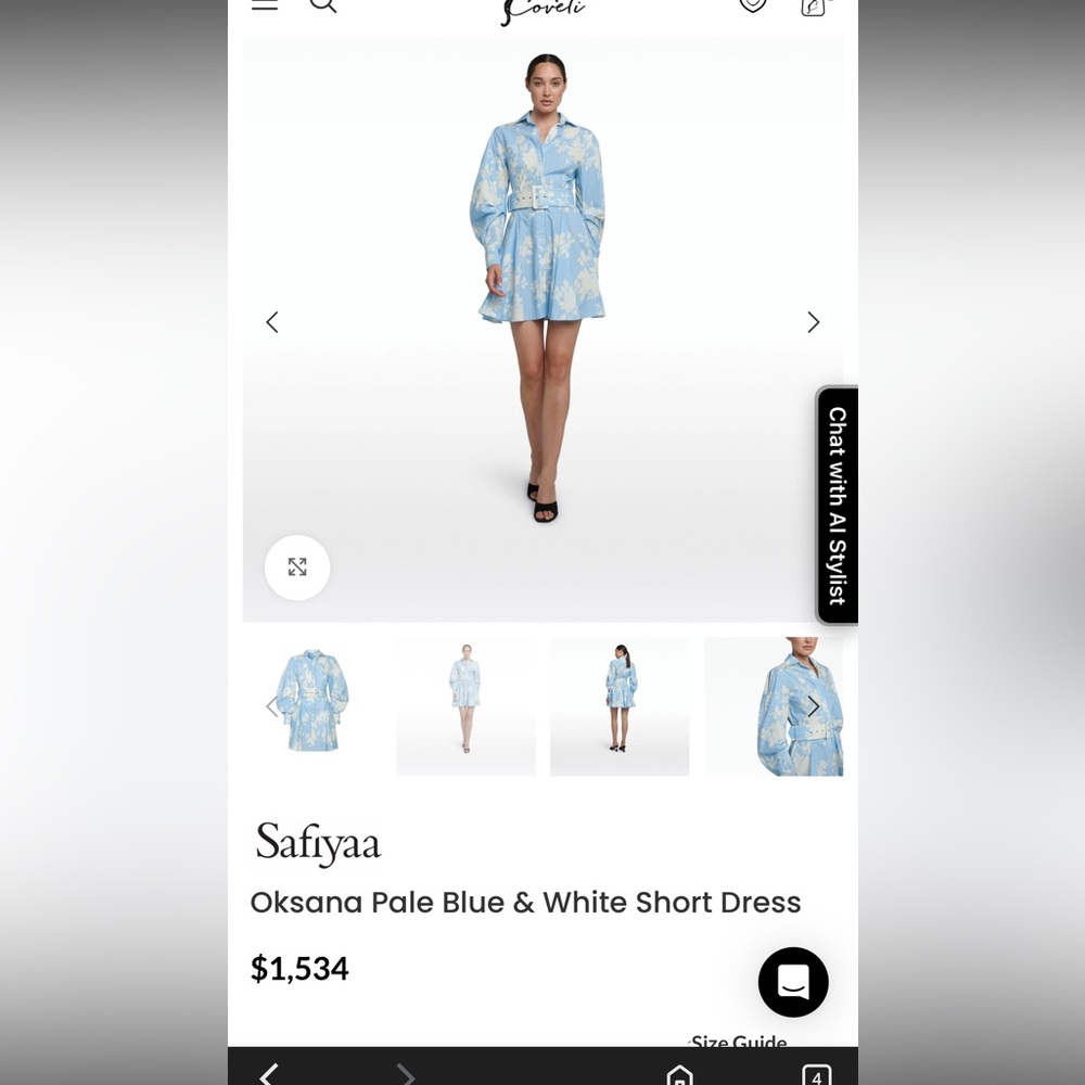 Beulah dress - inspired by safiyaa Oksana Pale Blue & White Short Dress - Picture 3 of 11